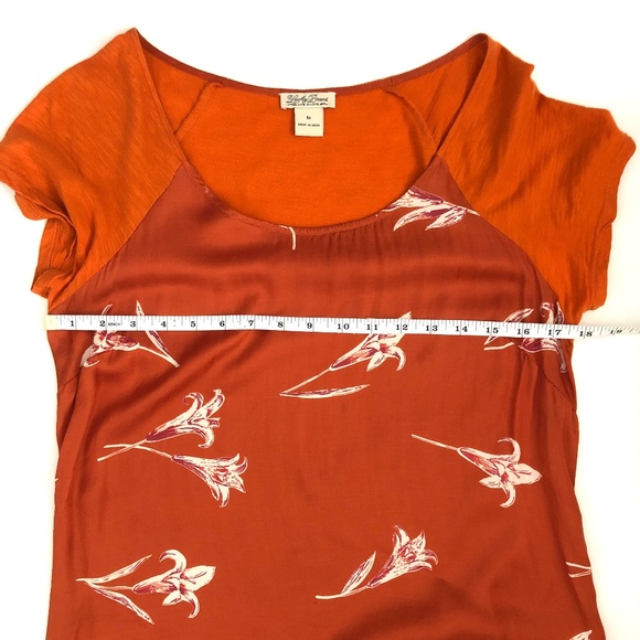 Lucky Brand Orange Floral Short Sleeve Top - Picture 4 of 7